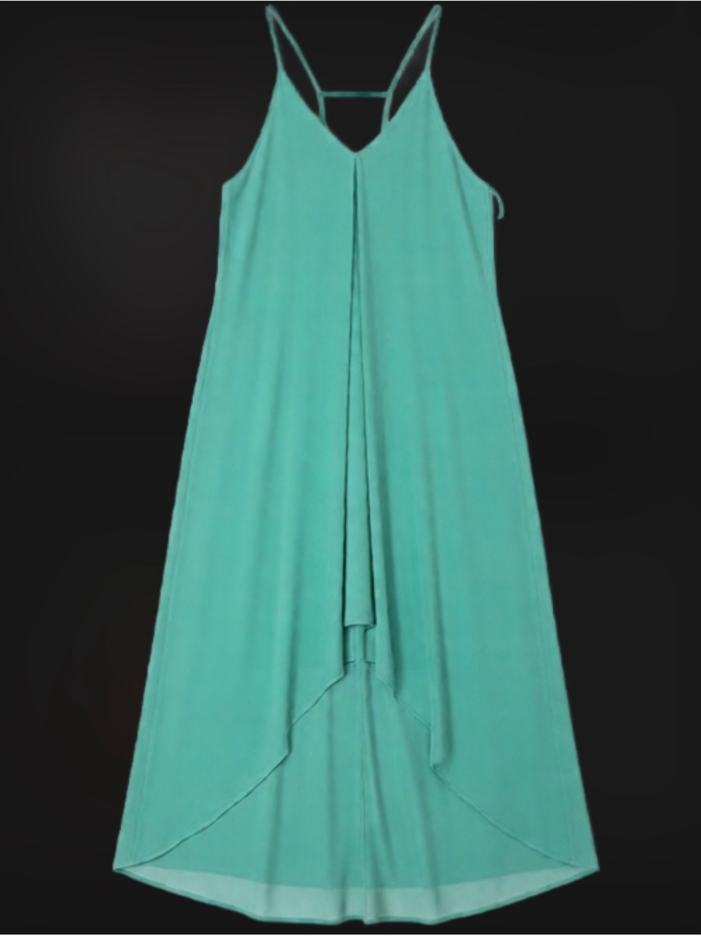 She + Sky Teal High-Low Spaghetti Strap Dress